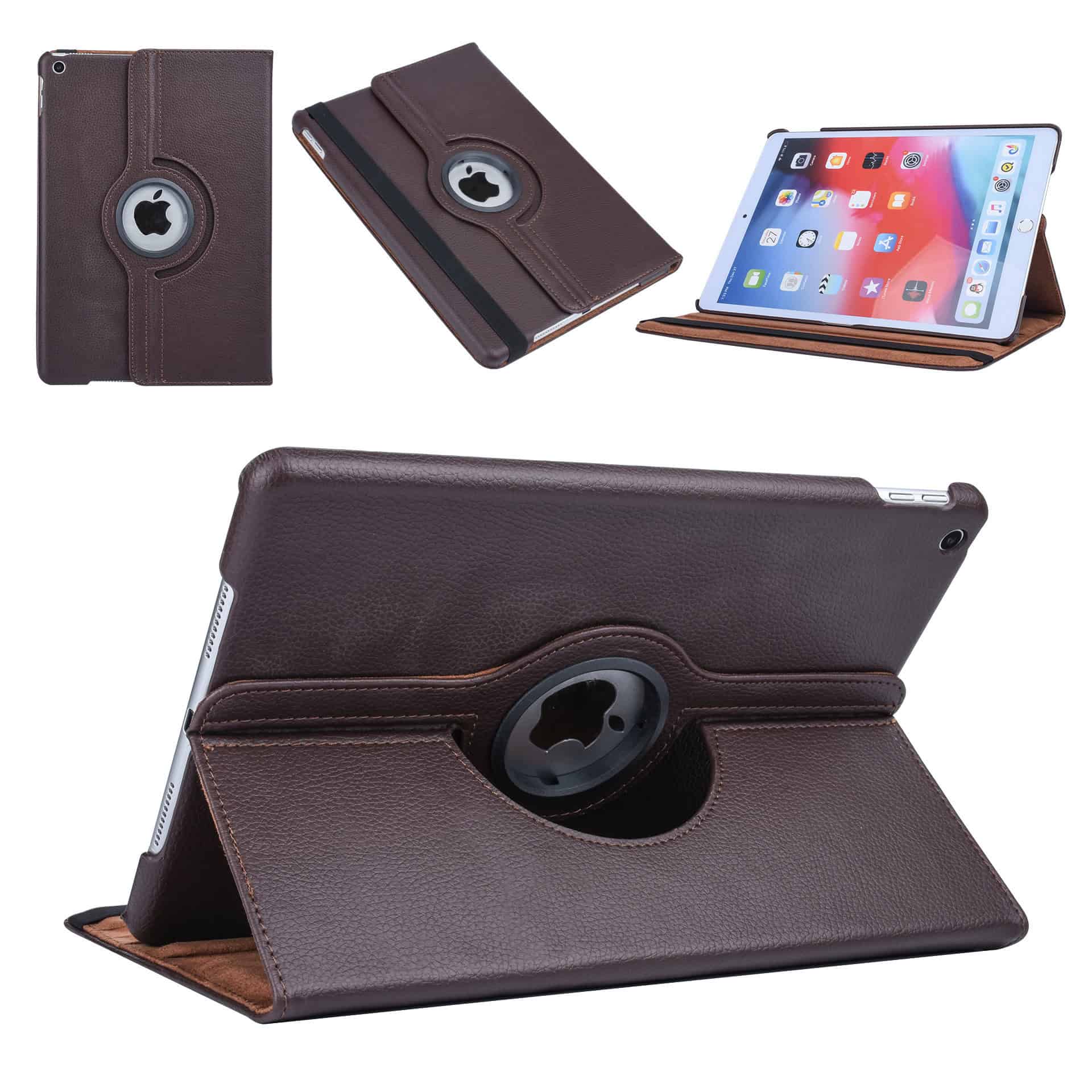 iPad 9/8/7 Hoes - 9e/8e/7e Generatie - 10.2 Inch - Case Cover Hoesje - Bookcase - 2021/2020/2019 - 360 Draaibaar - Roterend - Met Standaard - Bruin Main Image