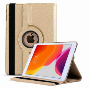 iPad 9/8/7 Hoes - 9e/8e/7e Generatie - 10.2 Inch - Case Cover Hoesje - Bookcase - 2021/2020/2019 - 360 Draaibaar - Roterend - Met Standaard - Goud