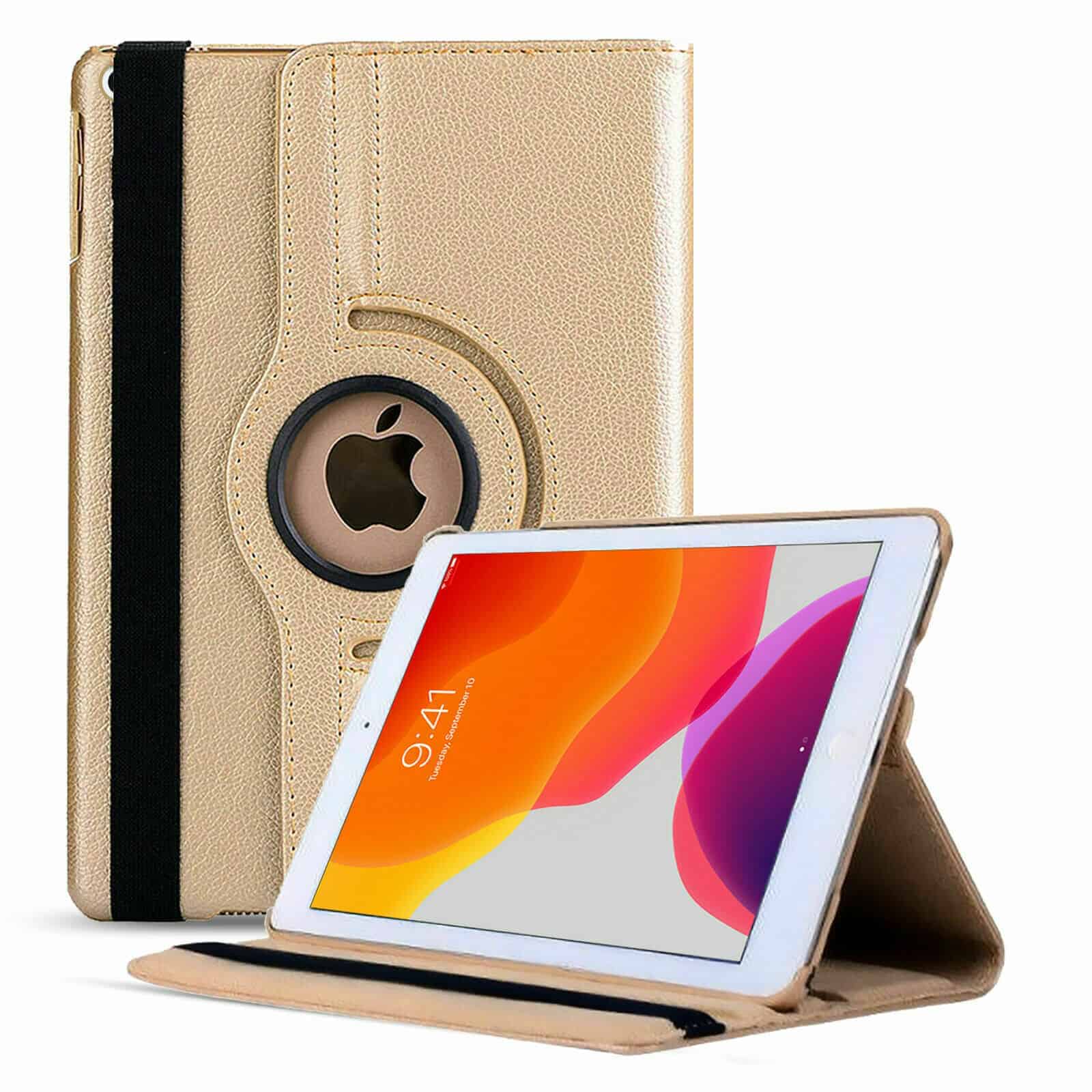 iPad 9/8/7 Hoes - 9e/8e/7e Generatie - 10.2 Inch - Case Cover Hoesje - Bookcase - 2021/2020/2019 - 360 Draaibaar - Roterend - Met Standaard - Goud Main Image
