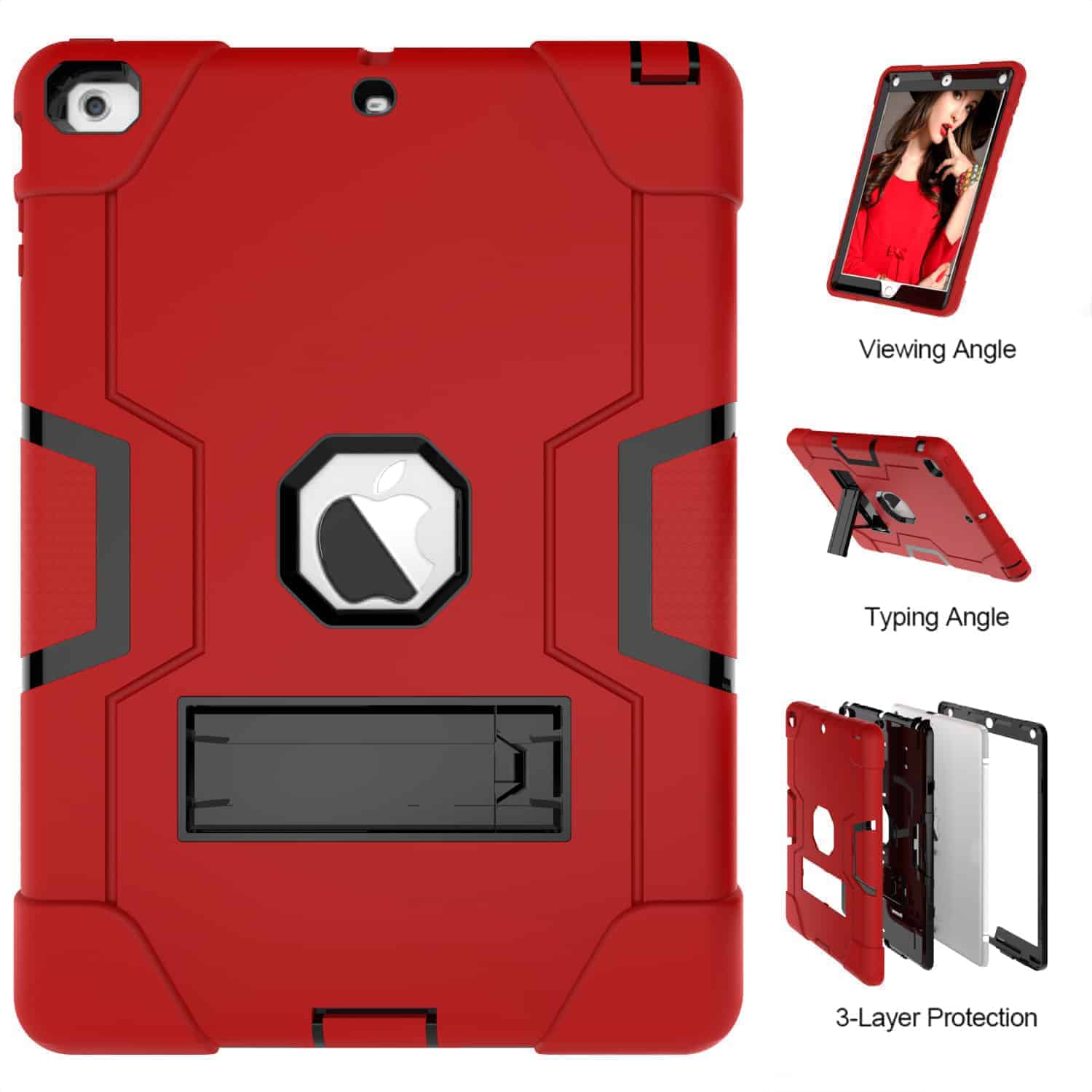 Shockproof Standcase Hoes iPad 2018 - iPad 2017 - 9.7 inch - Rood Main Image