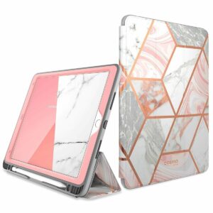 Cosmo Book Tablethoesje iPad 9 - 8 - 7 - 10.2 inch - Apple Penhouder - Marble Wit