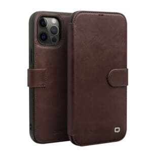 Qialino Luxe Genuine Leather Booklet Hoesje iPhone 11 Pro Max - Donkerbruin