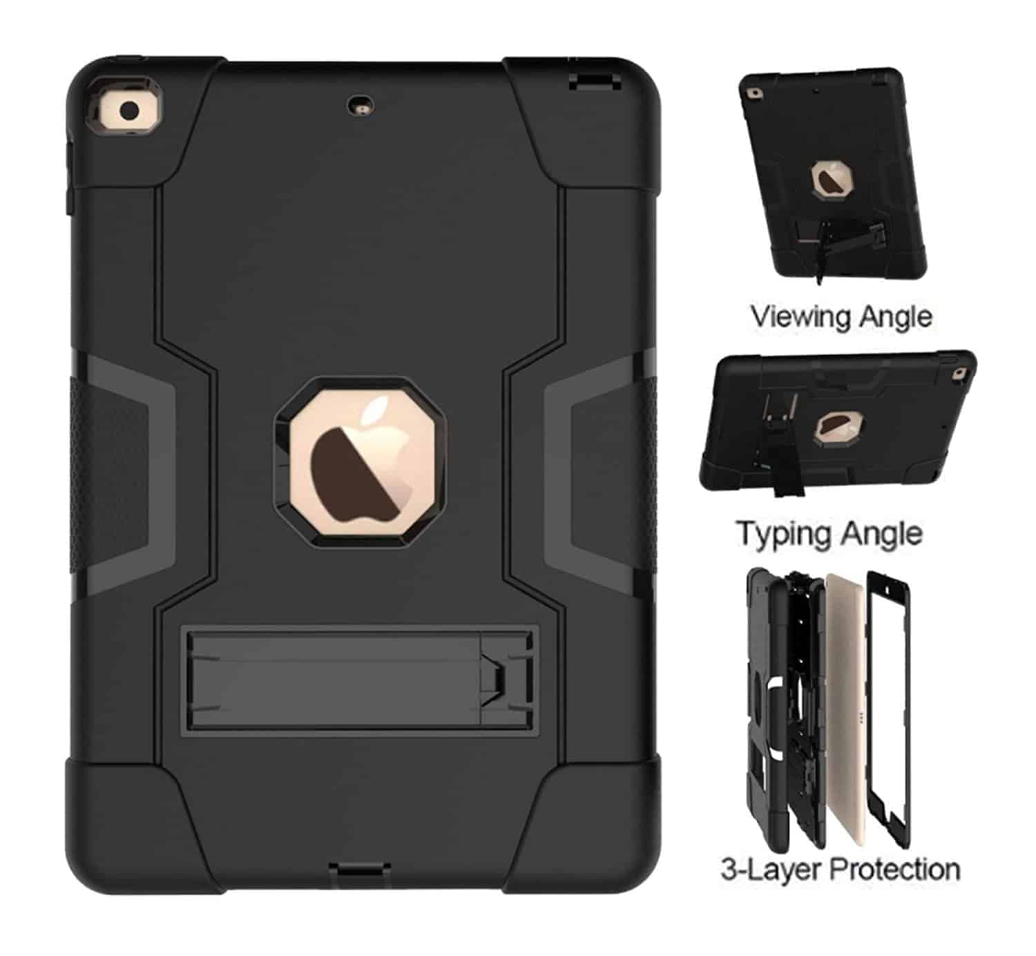 Shockproof Standcase Hoes iPad 7 - iPad 8 - iPad 9 - 10.2 inch - Zwart Main Image