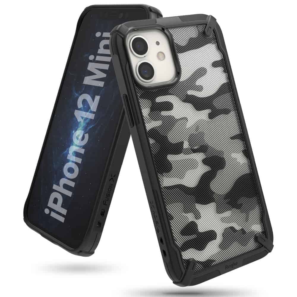 Ringke Fusion X Design Backcase iPhone 12 Mini - Zwart Camo Main Image