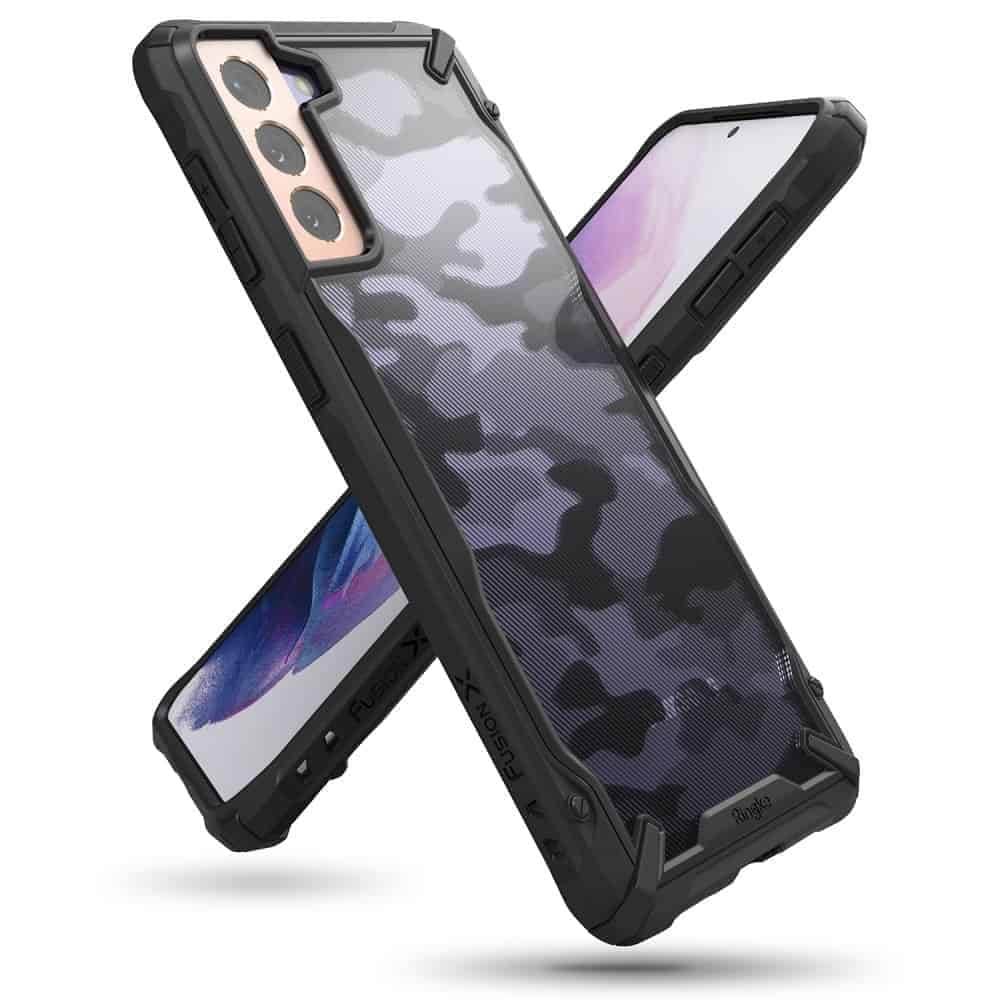 Ringke Fusion X Design Backcover Hoesje Samsung S21 Plus - Zwart Camo Main Image
