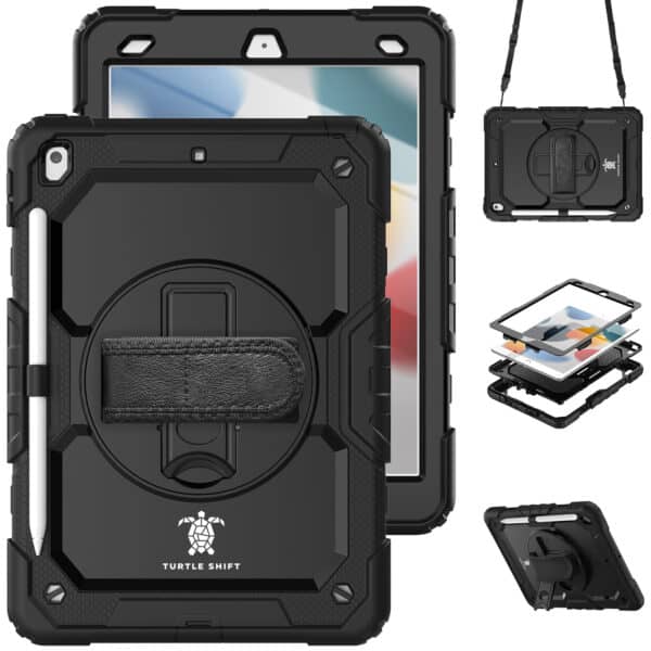 Turtle Shift Extreme Protection 360 Back Cover Tablethoes iPad 9 - 8 - 7 - 10.2 inch - Zwart