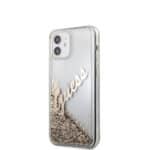 GUESS Liquid Glitter Vintage Hoesje iPhone 12 Mini - Goud - 1