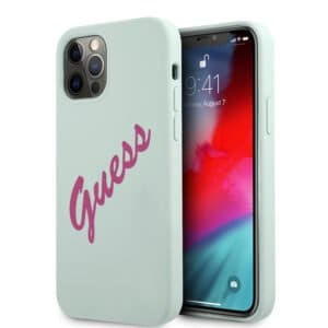 GUESS Silicone Vintage Telefooncase iPhone 12 Pro Max - Mint Groen