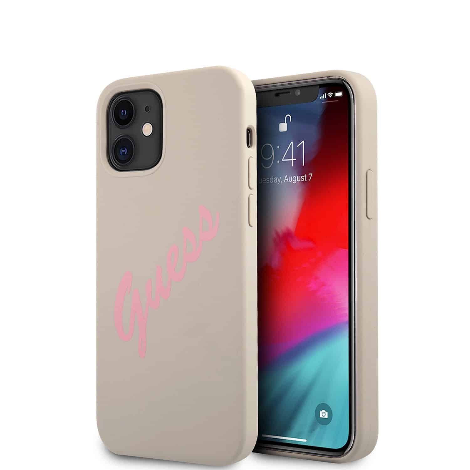 GUESS Silicone Vintage Telefooncover iPhone 12 Mini - Stone Main Image