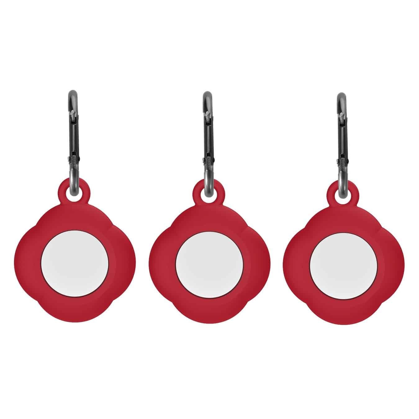 Apple AirTag Siliconen Hoesje met Sleutelhanger - 3 Stuks - Rood Main Image