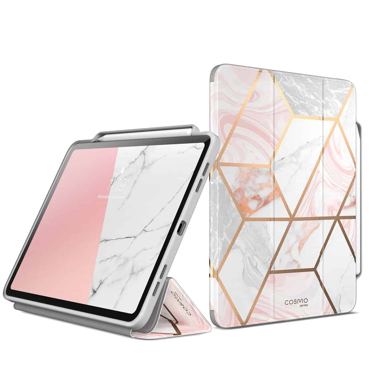 COSMO Bookcase Hoes iPad Pro 11 inch 2021 - Pencil houder - Marmer Wit Main Image
