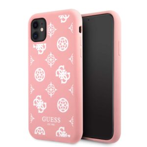 Guess Siliconen Hoesje White Peony iPhone 11 - Roze