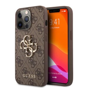 Guess Golden Logo Backcover iPhone 13 Pro Hoesje - Bruin