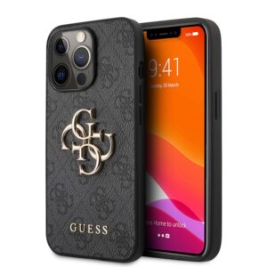 Guess Golden Logo Backcover iPhone 13 Pro Max Hoesje - Grijs