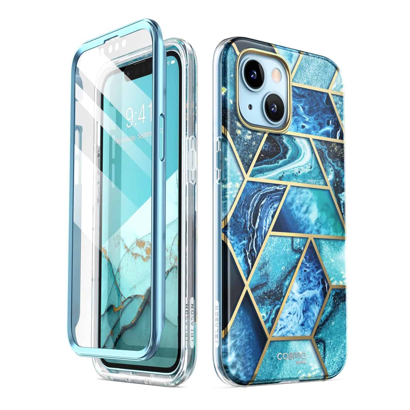 Cosmo 360 Smartphonehoesje met Screen Protector iPhone 13 - Marble Ocean Main Image