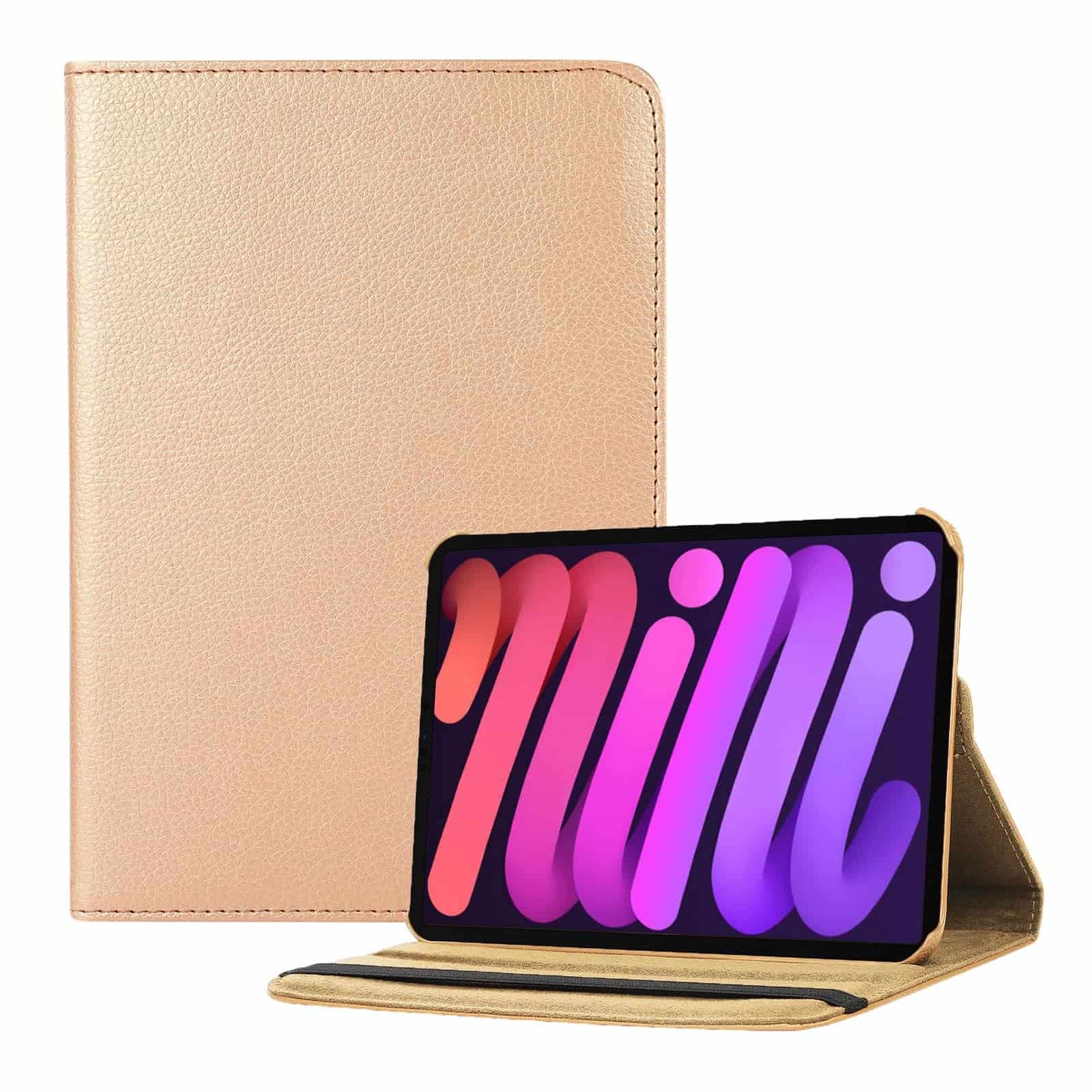 iPad Mini 7 / iPad mini 6 Hoes - Bookcase - Hoesje - 8.3 Inch - Met Standaard - 360 Draaibaar - Roterend - Goud Main Image