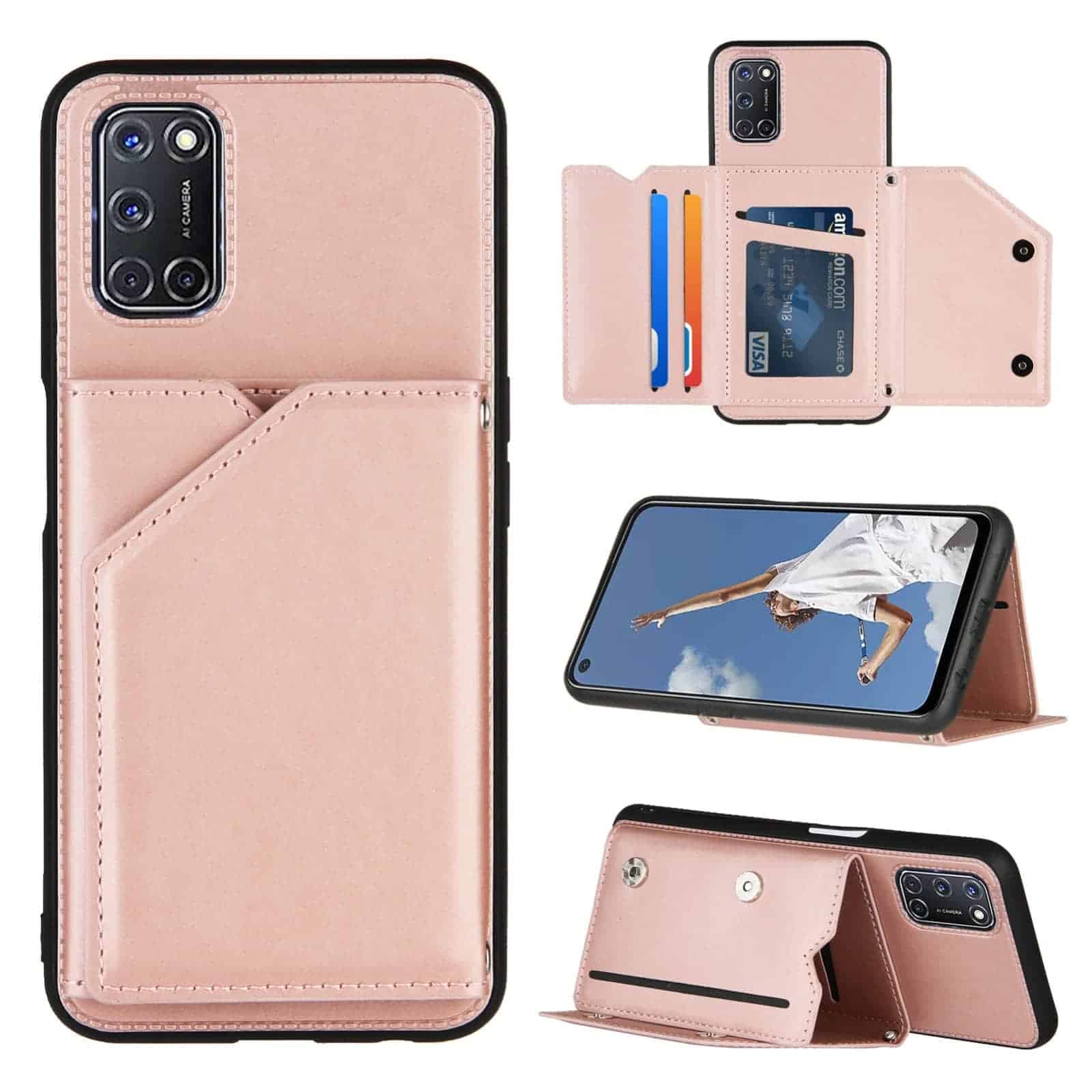 Backcover Wallet Hoesje OPPO A92 - A72 - A52 - Rosegoud Main Image