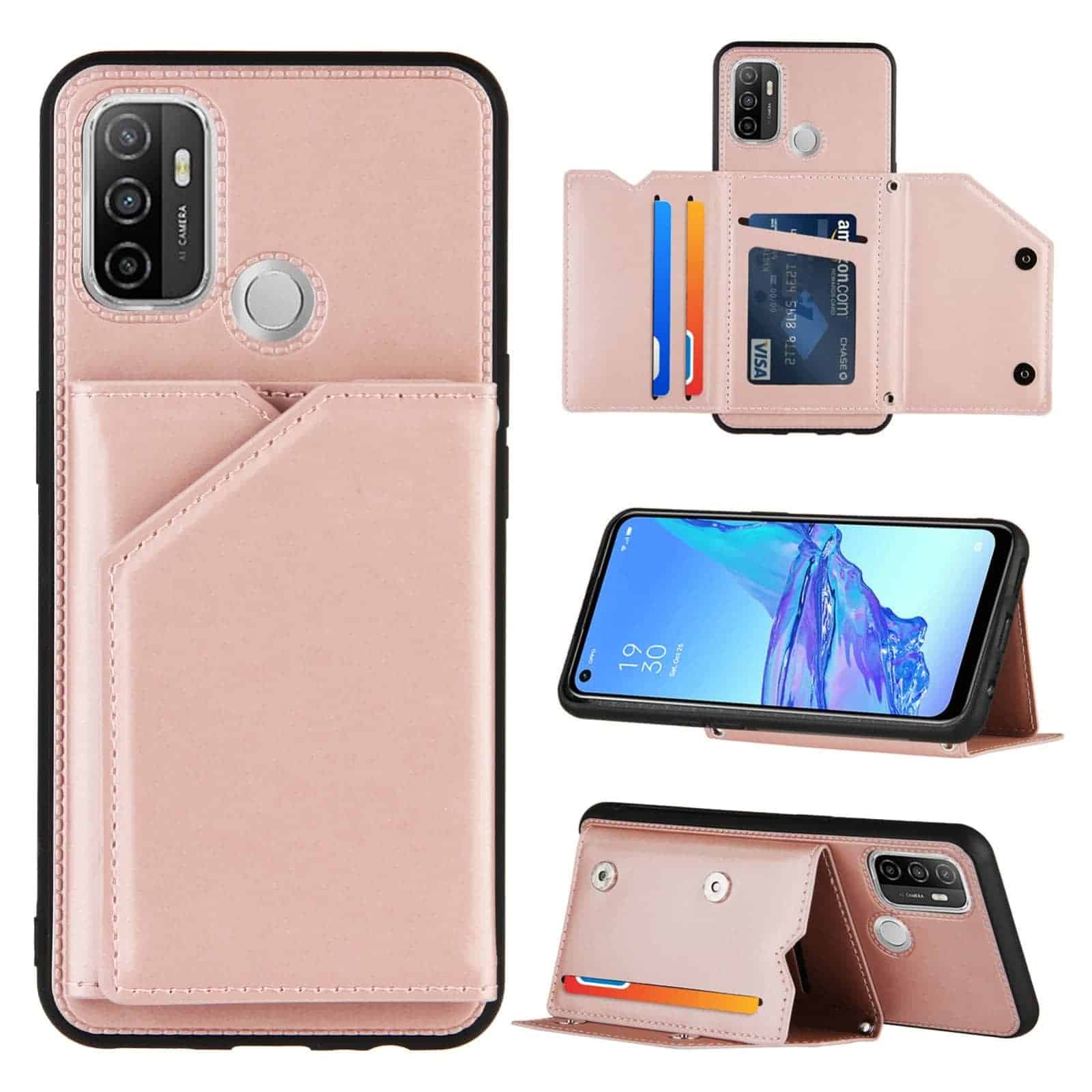 Backcover Wallet Hoesje OPPO A53s - A53 - Rosegoud Main Image
