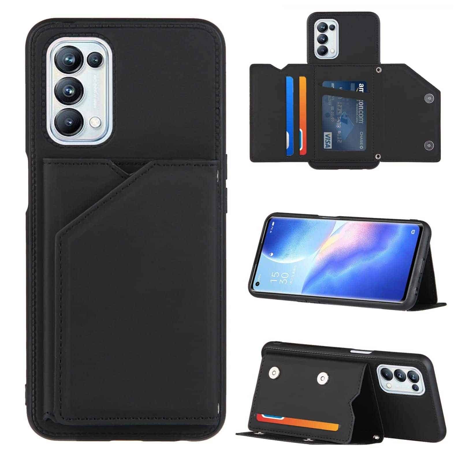 Backcover Wallet Hoesje OPPO A74 5G - A54 5G - Zwart Main Image