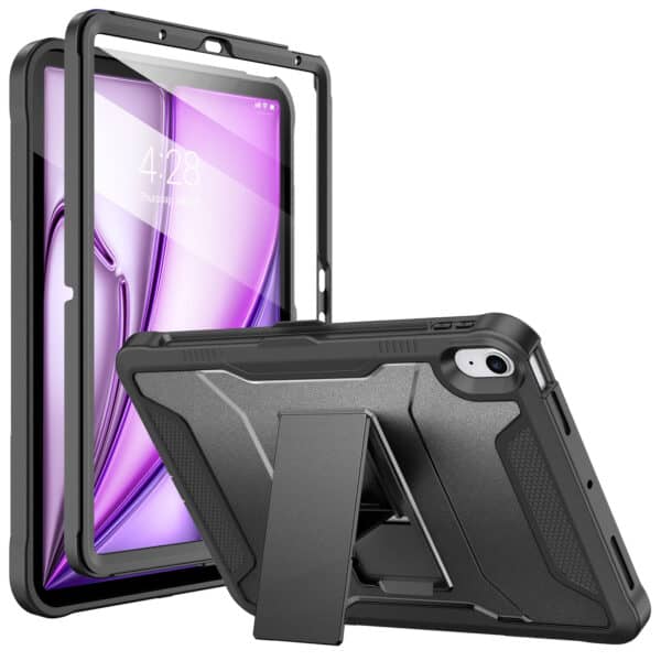 360 Full Cover Case iPad Air 6 - Air 5 - iPad Air 4 - Pencilhouder - Zwart