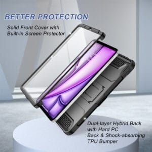 360 Full Cover Case iPad Air 6 - Air 5 - iPad Air 4 - Pencilhouder - Zwart - 1