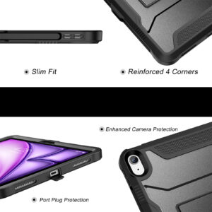 360 Full Cover Case iPad Air 6 - Air 5 - iPad Air 4 - Pencilhouder - Zwart - 3