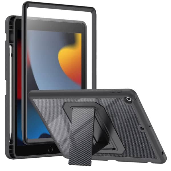 360 Full Cover Case iPad 9 - 8 - 7 - 10.2 inch - Pencilhouder - Zwart