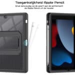 360 Full Cover Case iPad 9 - 8 - 7 - 10.2 inch - Pencilhouder - Zwart - 4