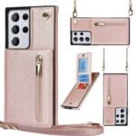 Solidenz Fashion Wallet Hoesje met Koord Samsung Galaxy S21 Ultra - Rosegoud Main Image