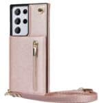 Solidenz Fashion Wallet Hoesje met Koord Samsung Galaxy S21 Ultra - Rosegoud - 1