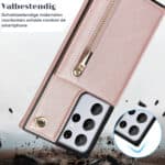Solidenz Fashion Wallet Hoesje met Koord Samsung Galaxy S21 Ultra - Rosegoud - 5