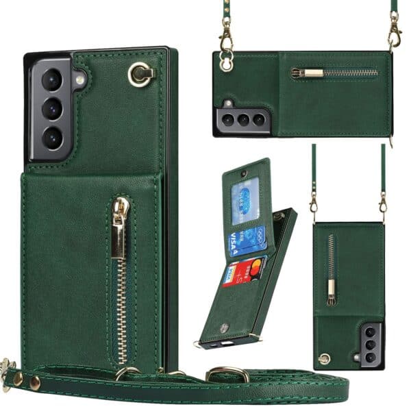Solidenz Fashion Wallet hoesje met koord Samsung S22 Plus - Groen