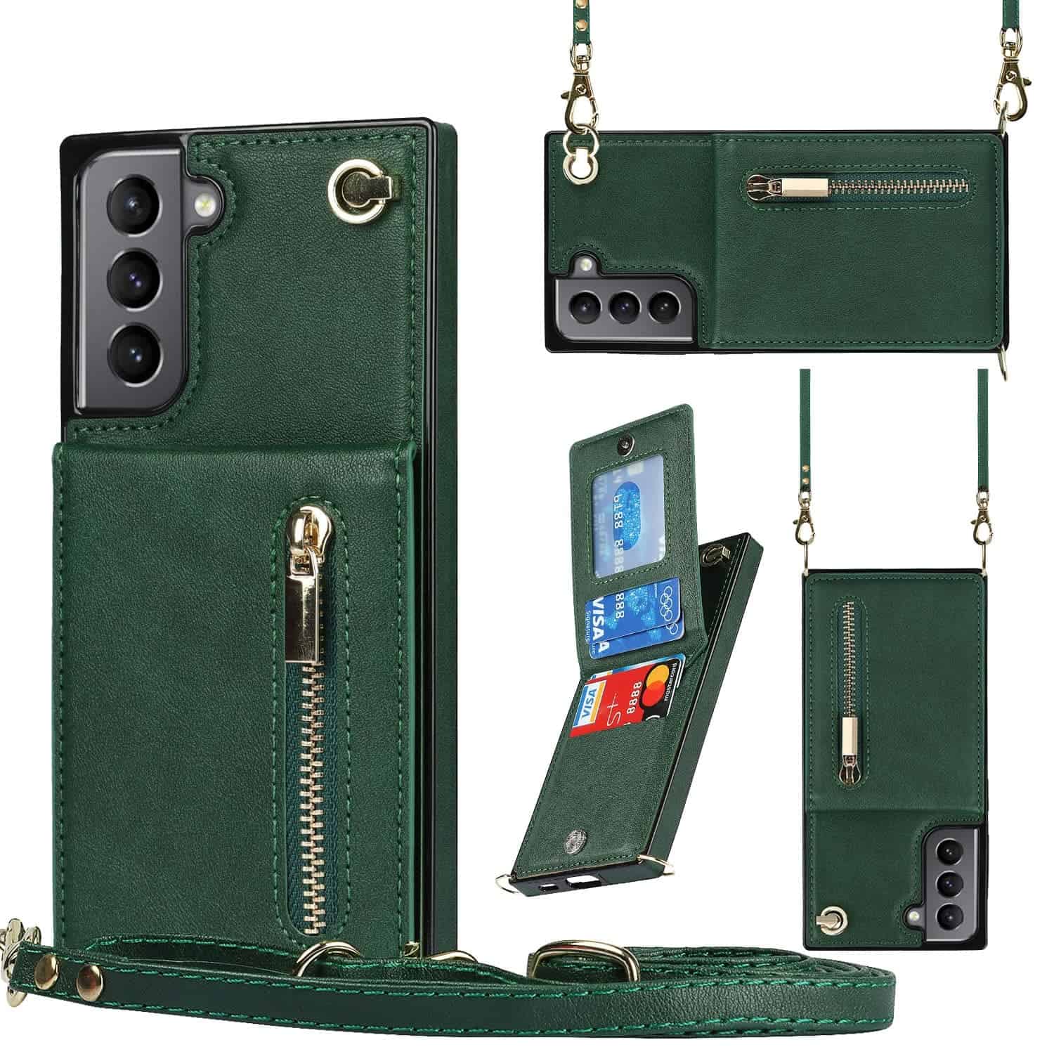 Solidenz Fashion Wallet hoesje met koord Samsung S22 Plus - Groen Main Image