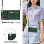 Solidenz Fashion Wallet hoesje met koord Samsung S22 Plus - Groen - 2