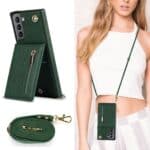 Solidenz Fashion Wallet hoesje met koord Samsung S22 Plus - Groen - 3