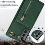 Solidenz Fashion Wallet hoesje met koord Samsung S22 Plus - Groen - 4