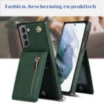 Solidenz Fashion Wallet hoesje met koord Samsung S22 Plus - Groen - 6