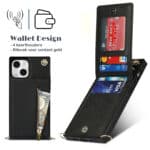 Solidenz Fashion Wallet Hoesje met Koord iPhone 13 Mini - Zwart - 3