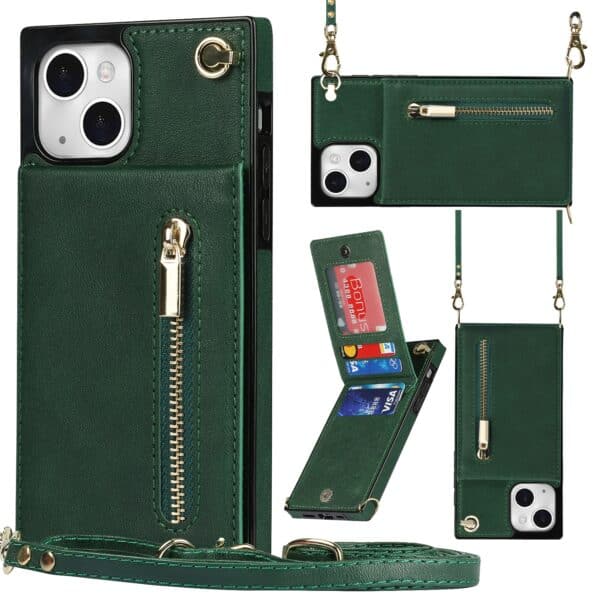 Solidenz Fashion Wallet Hoesje met Koord iPhone 13 - Groen