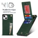 Solidenz Fashion Wallet Hoesje met Koord iPhone 13 - Groen - 5
