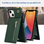 Solidenz Fashion Wallet Hoesje met Koord iPhone 13 - Groen - 6