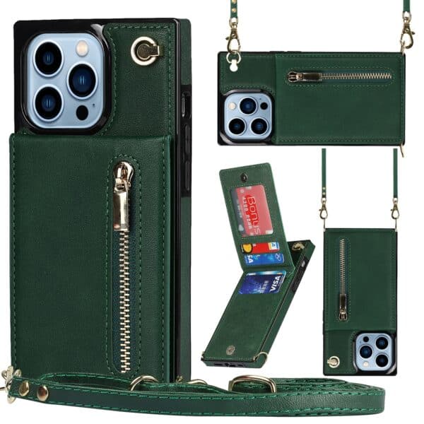 Solidenz Fashion Wallet Hoesje met Koord iPhone 13 Pro Max - Groen
