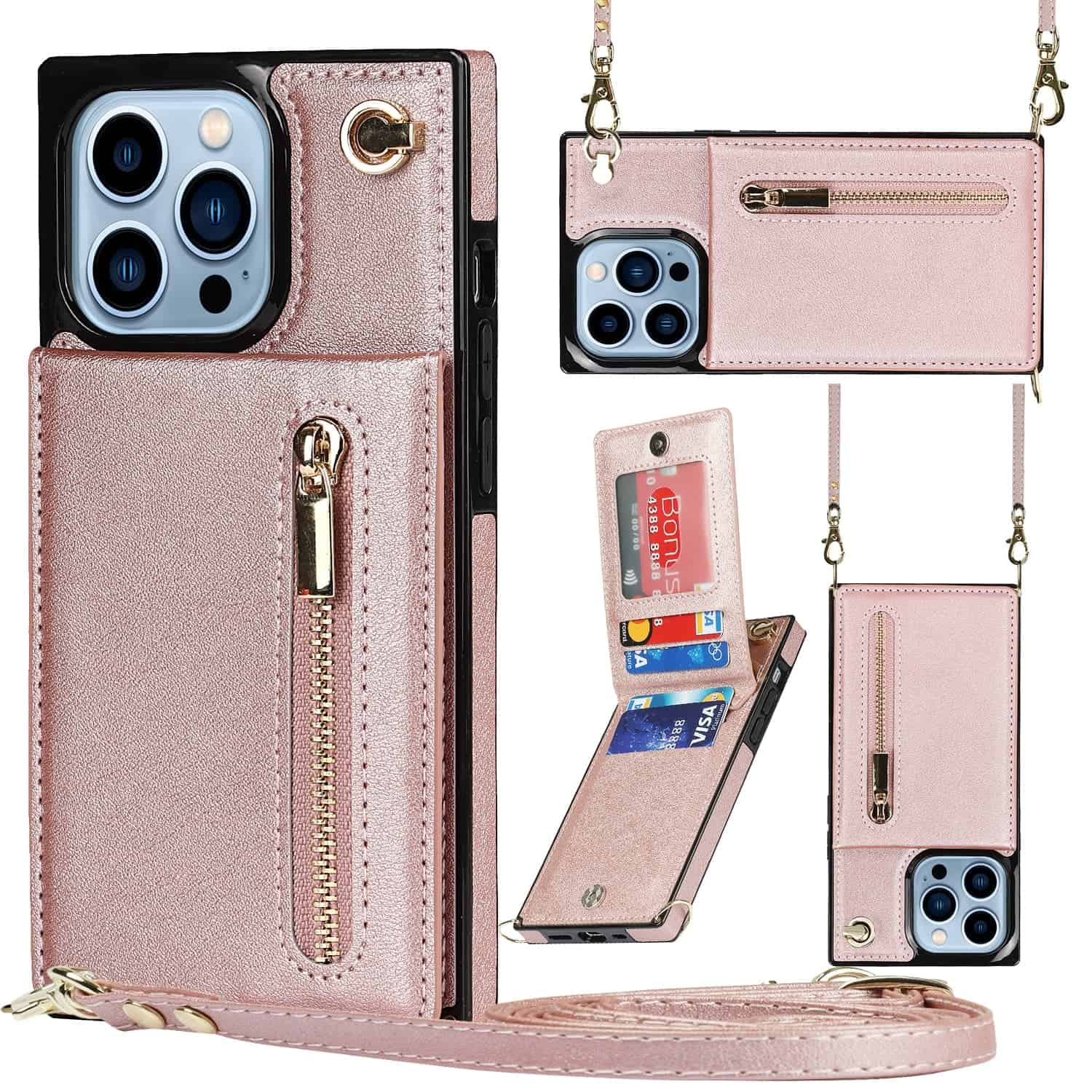 iPhone 15 Pro Max hoesje Solidenz Fashion Wallet met pasjeshouder roségoud Main Image