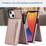 Solidenz Fashion Wallet Hoesje met Koord iPhone 13 Mini - Rosegoud - 5