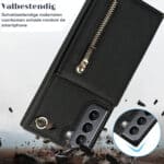 Solidenz Fashion Wallet hoesje met koord Samsung S22 - Zwart - 5