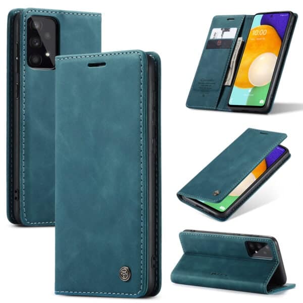 Caseme Retro Samsung Galaxy A73 Boekmodel hoesje - Blauw