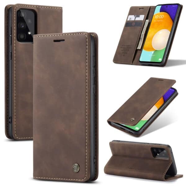 Caseme Retro Samsung Galaxy A73 Boekmodel hoesje - Koffie