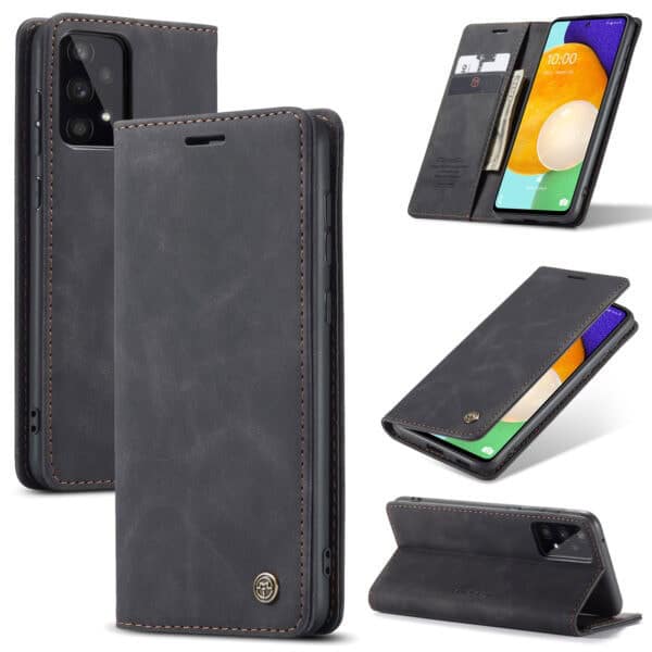 Caseme Retro Samsung Galaxy A73 Boekmodel hoesje - Zwart