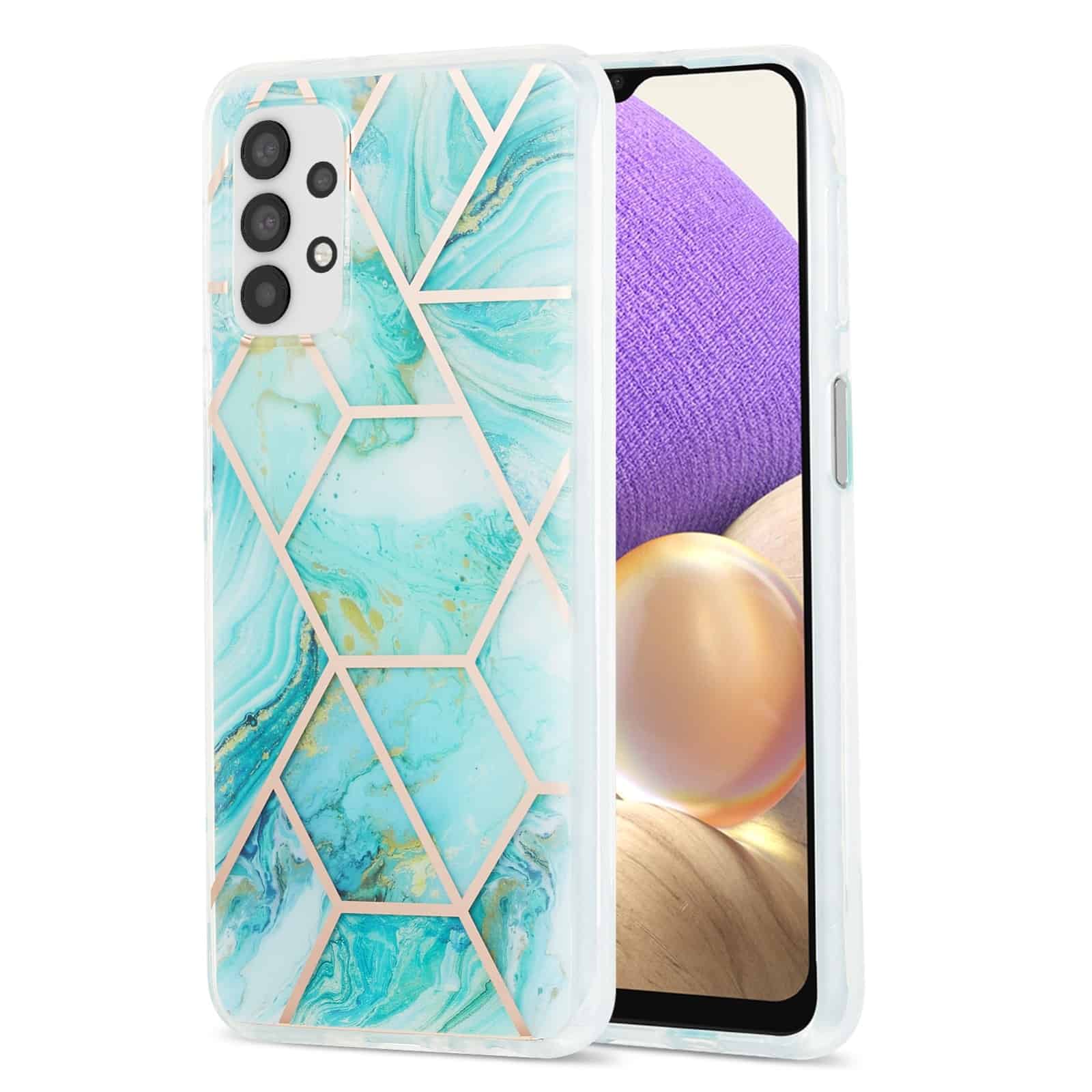 Marmer backcase hoesje Samsung Galaxy A72 - Turquoise Main Image