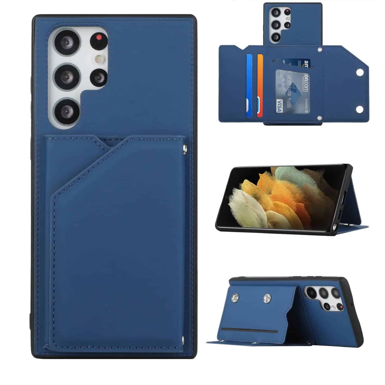 Samsung Galaxy S22 Ultra Hoesje Blauw - Backcover Wallet Main Image